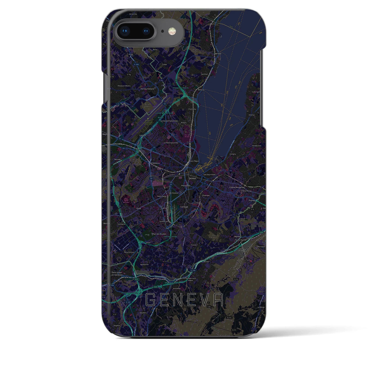 【ジュネーヴ(スイス)】地図柄iPhoneケース(バックカバータイプ)