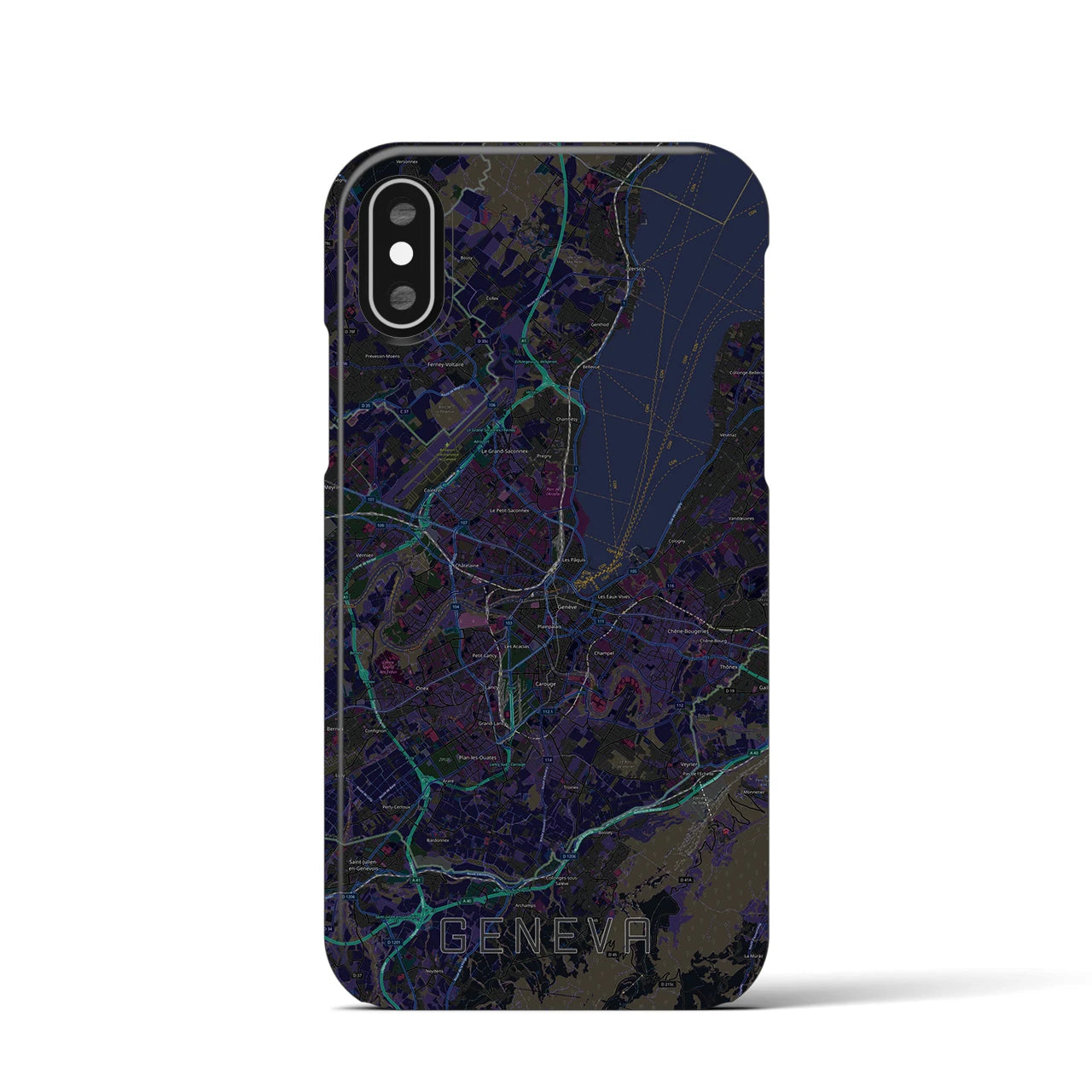 【ジュネーヴ(スイス)】地図柄iPhoneケース(バックカバータイプ)