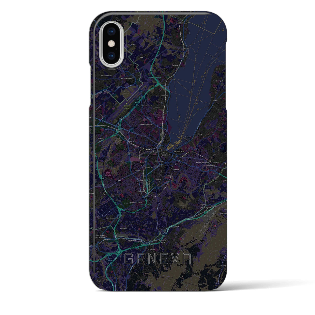 【ジュネーヴ(スイス)】地図柄iPhoneケース(バックカバータイプ)