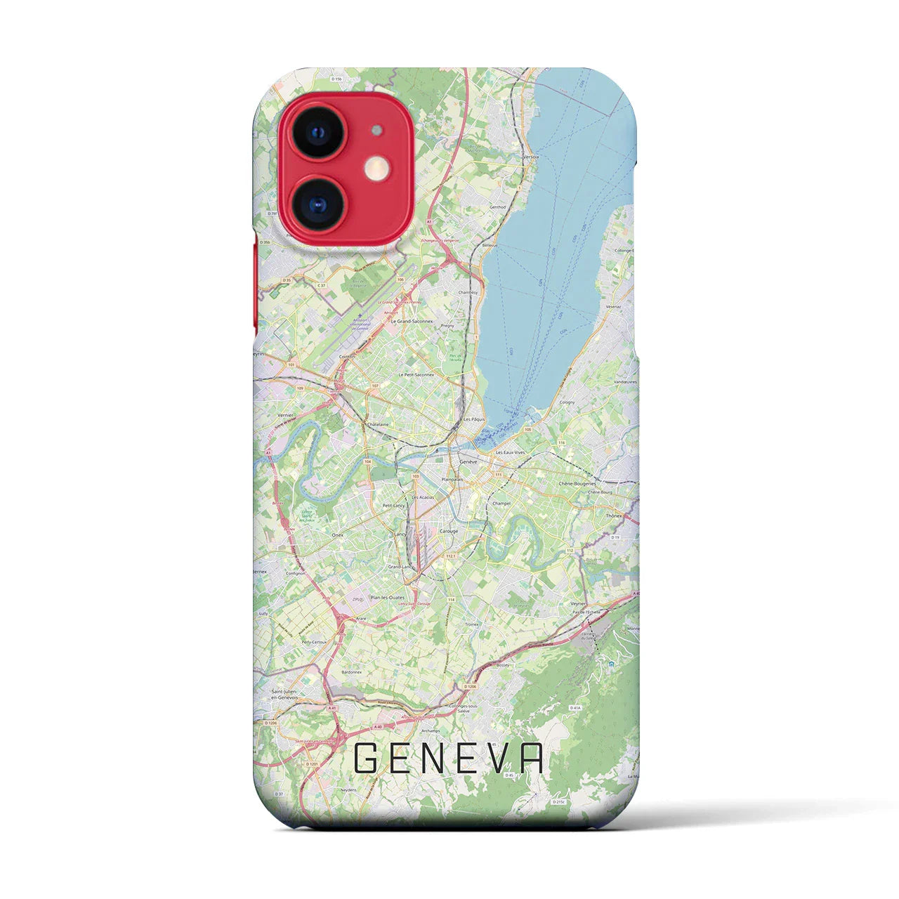 【ジュネーヴ(スイス)】地図柄iPhoneケース(バックカバータイプ)