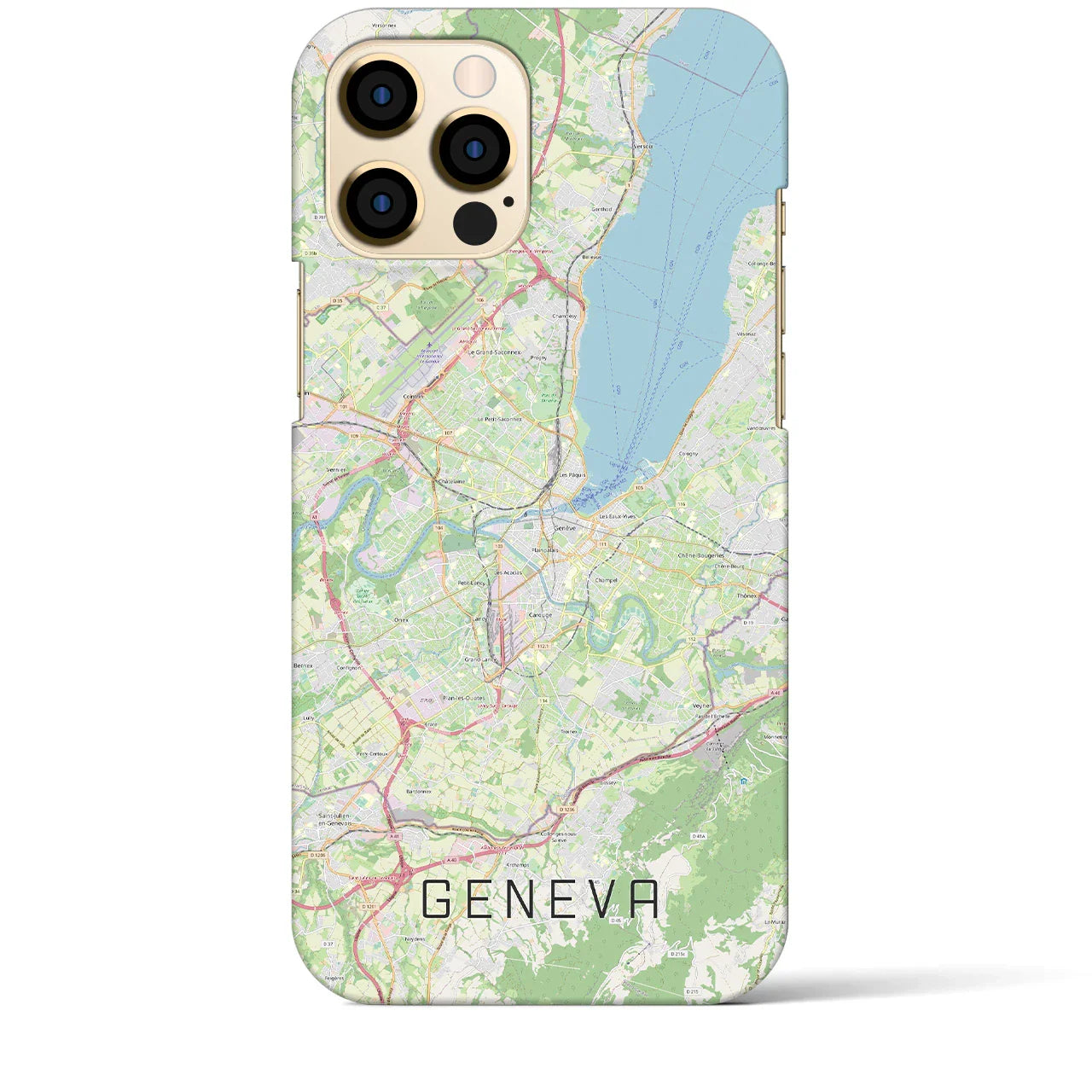 【ジュネーヴ(スイス)】地図柄iPhoneケース(バックカバータイプ)