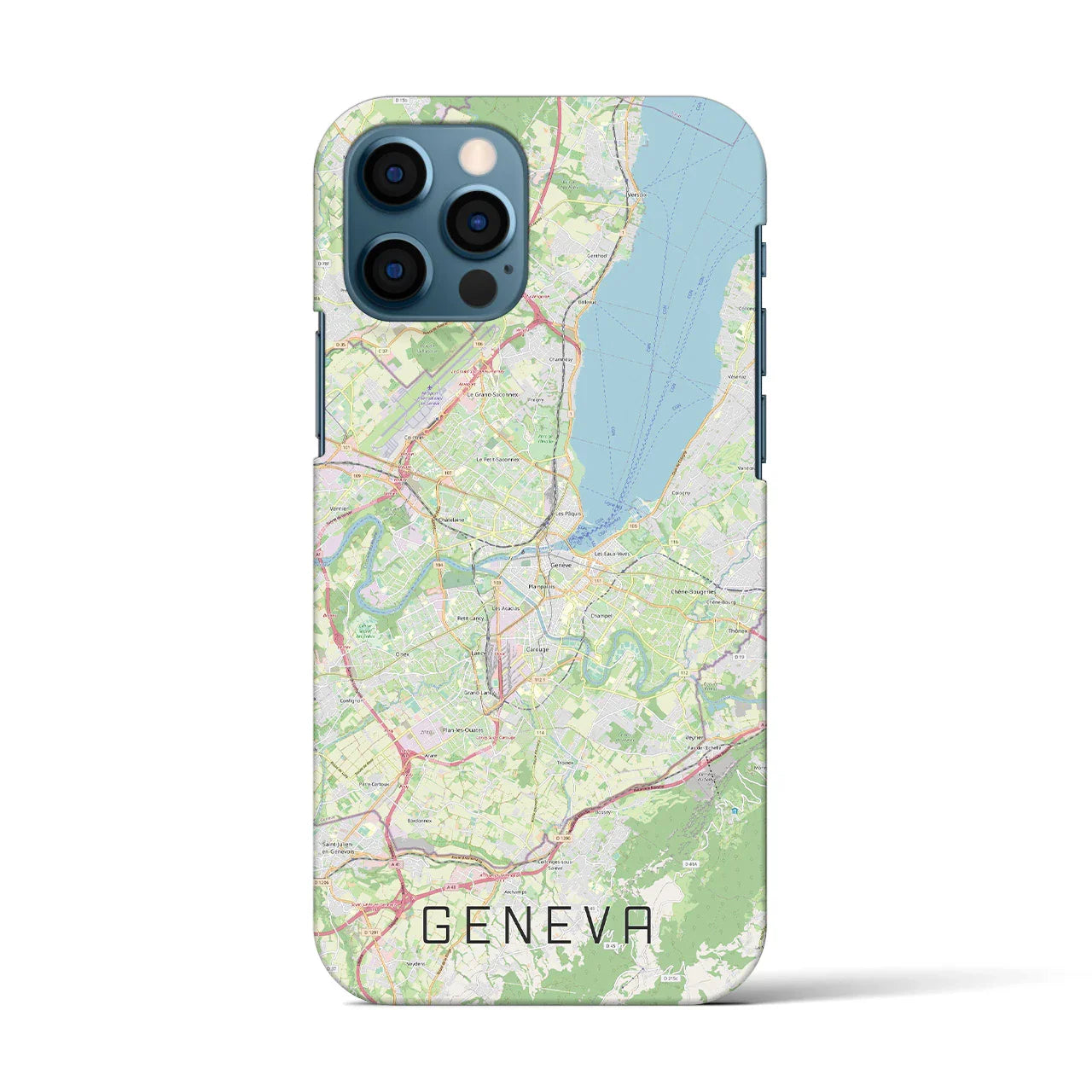 【ジュネーヴ(スイス)】地図柄iPhoneケース(バックカバータイプ)