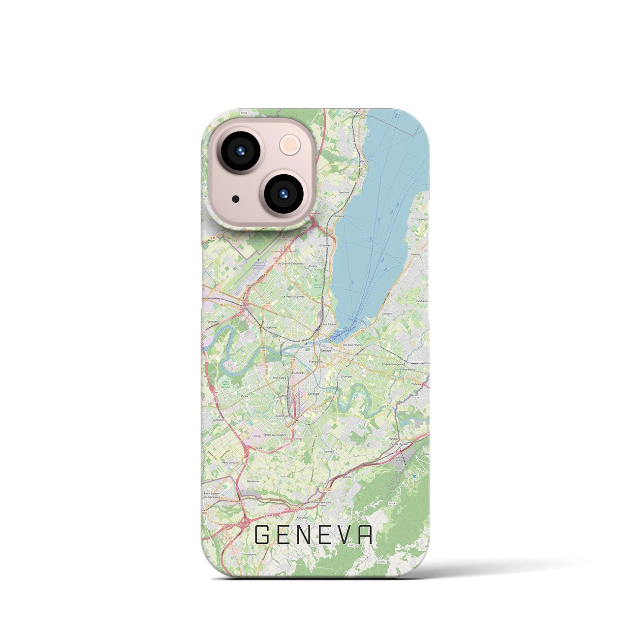 【ジュネーヴ(スイス)】地図柄iPhoneケース(バックカバータイプ)