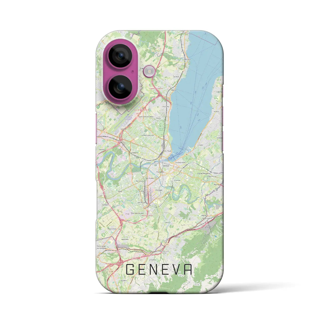 【ジュネーヴ(スイス)】地図柄iPhoneケース(バックカバータイプ)