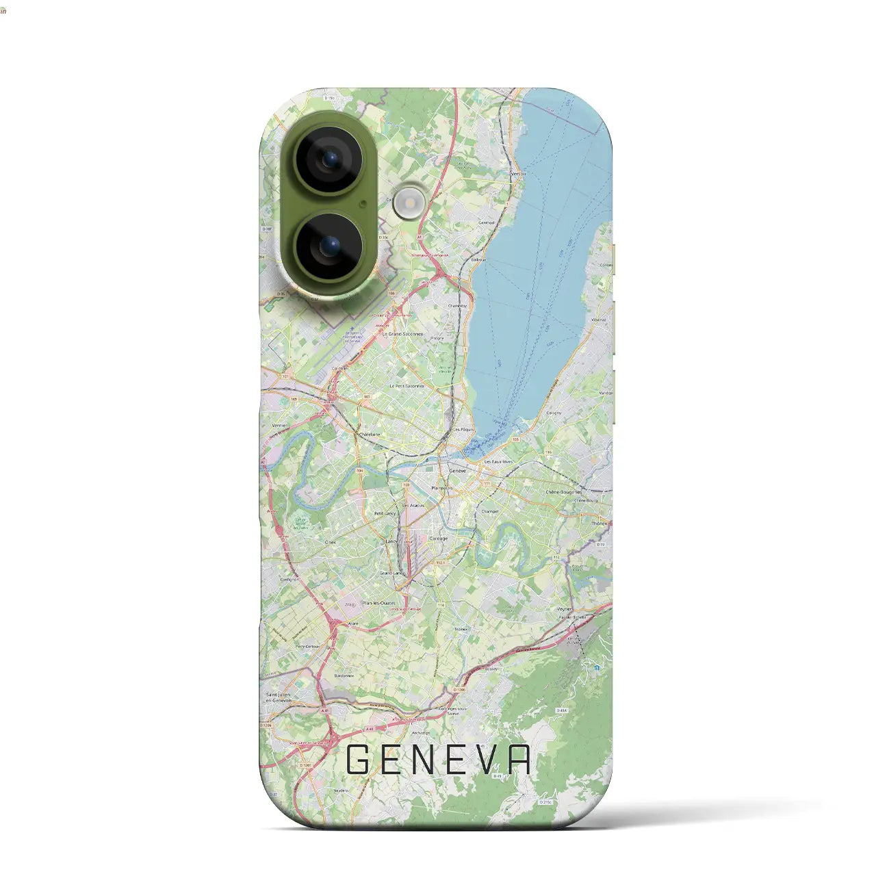 【ジュネーヴ(スイス)】地図柄iPhoneケース(バックカバータイプ)