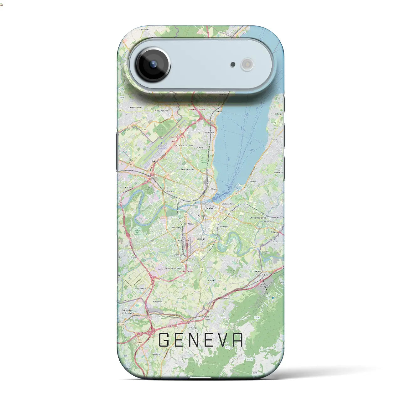 【ジュネーヴ(スイス)】地図柄iPhoneケース(バックカバータイプ)ブラック・iPhone 17 Pro Max 用