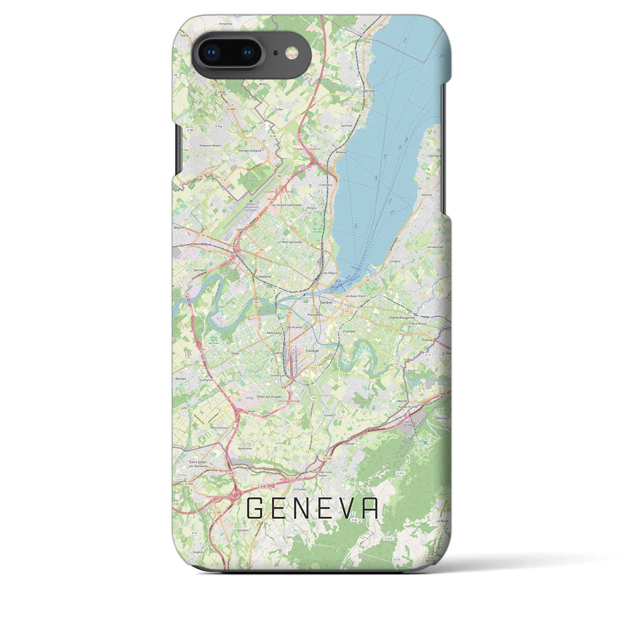 【ジュネーヴ(スイス)】地図柄iPhoneケース(バックカバータイプ)