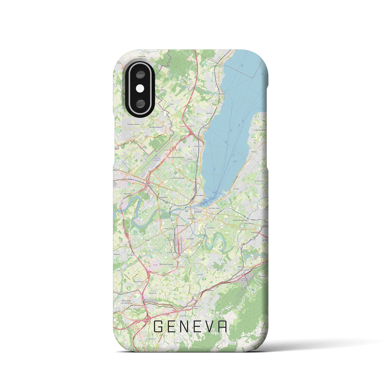 【ジュネーヴ(スイス)】地図柄iPhoneケース(バックカバータイプ)