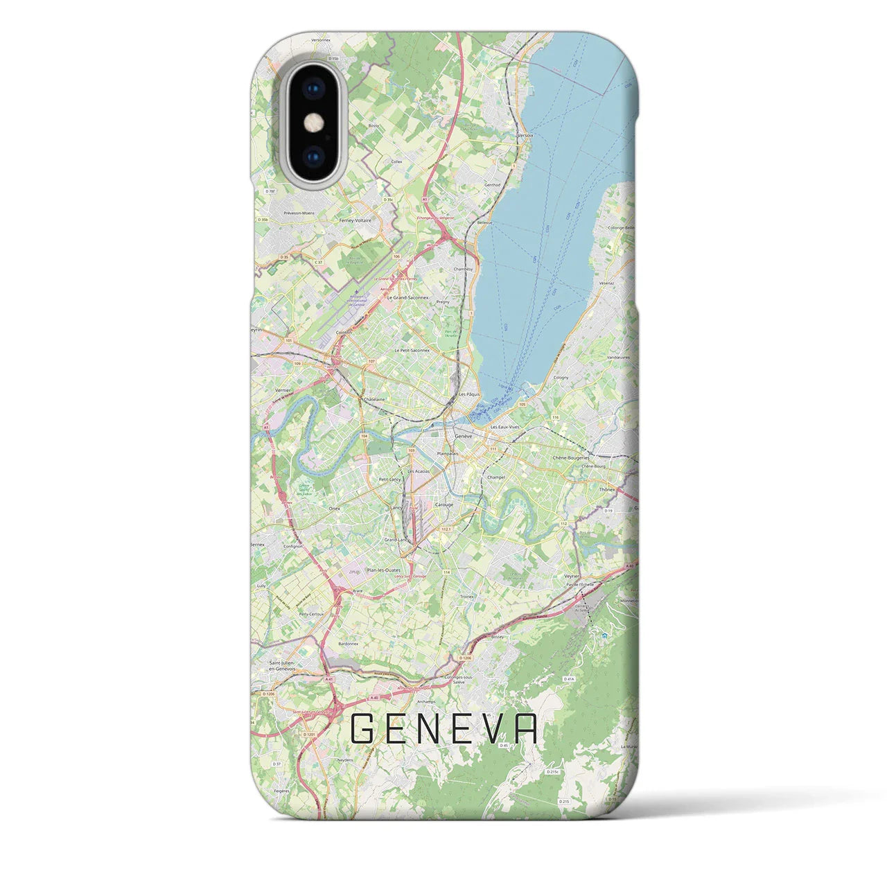 【ジュネーヴ(スイス)】地図柄iPhoneケース(バックカバータイプ)