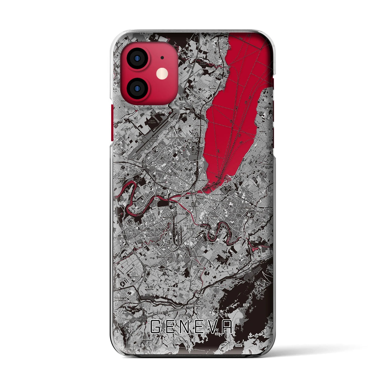 【ジュネーヴ(スイス)】地図柄iPhoneケース(クリアタイプ)