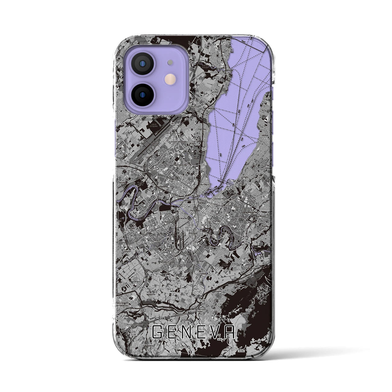 【ジュネーヴ(スイス)】地図柄iPhoneケース(クリアタイプ)