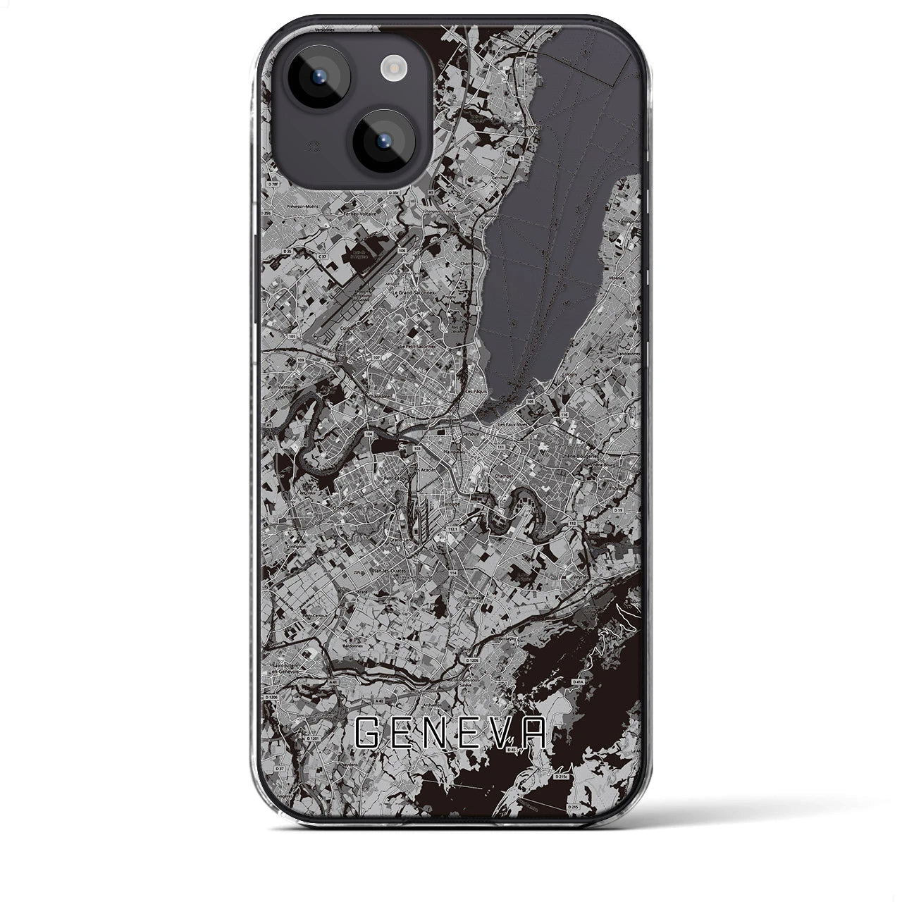 【ジュネーヴ(スイス)】地図柄iPhoneケース(クリアタイプ)