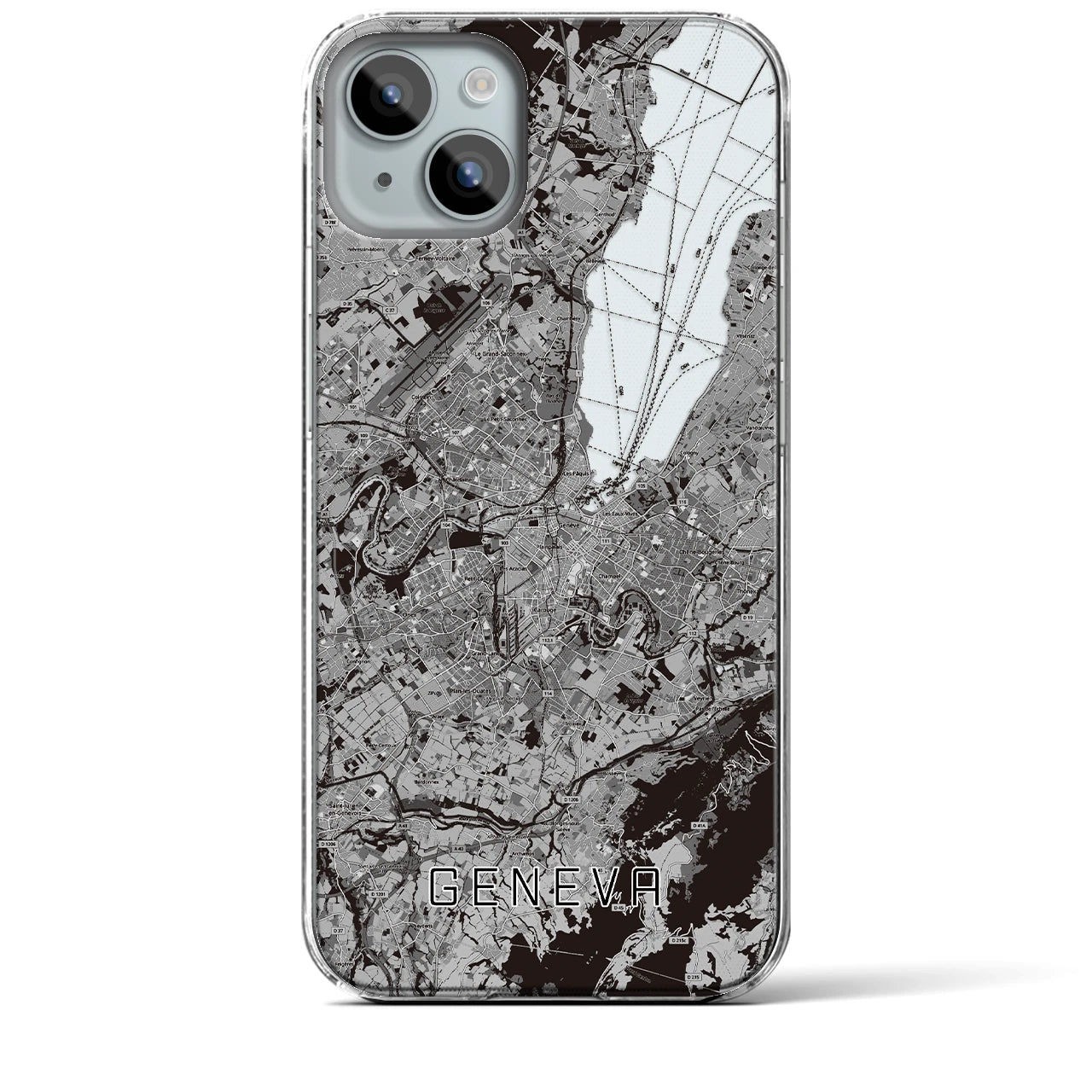 【ジュネーヴ(スイス)】地図柄iPhoneケース(クリアタイプ)