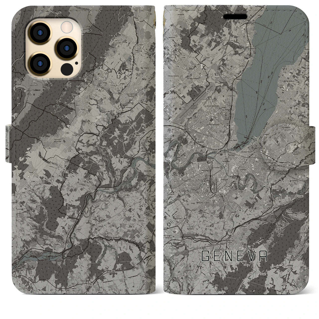 【ジュネーヴ(スイス)】地図柄iPhoneケース(手帳タイプ)
