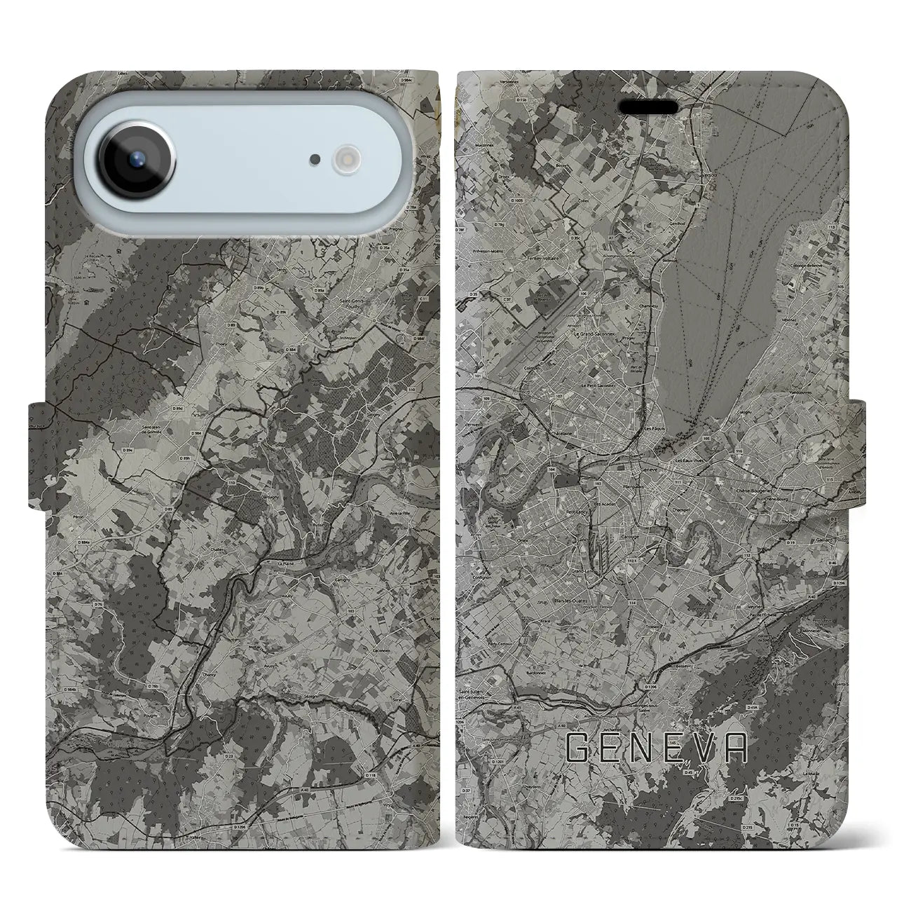 【ジュネーヴ(スイス)】地図柄iPhoneケース(手帳タイプ)