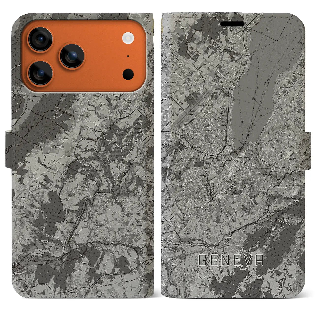 【ジュネーヴ(スイス)】地図柄iPhoneケース(手帳タイプ)