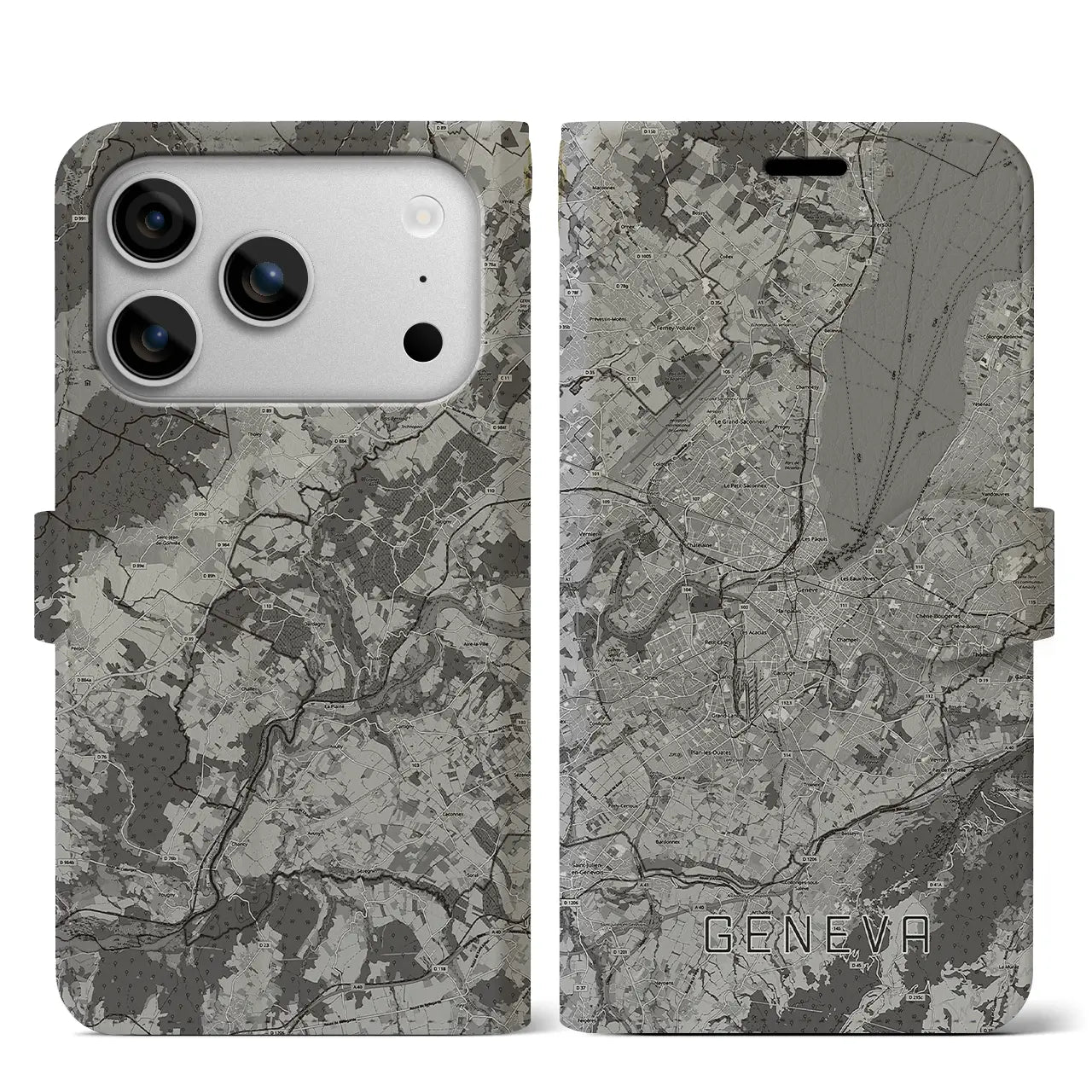 【ジュネーヴ(スイス)】地図柄iPhoneケース(手帳タイプ)