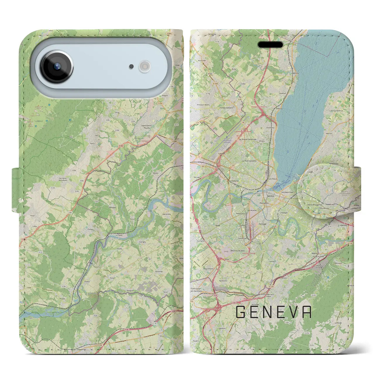 【ジュネーヴ(スイス)】地図柄iPhoneケース(手帳タイプ)
