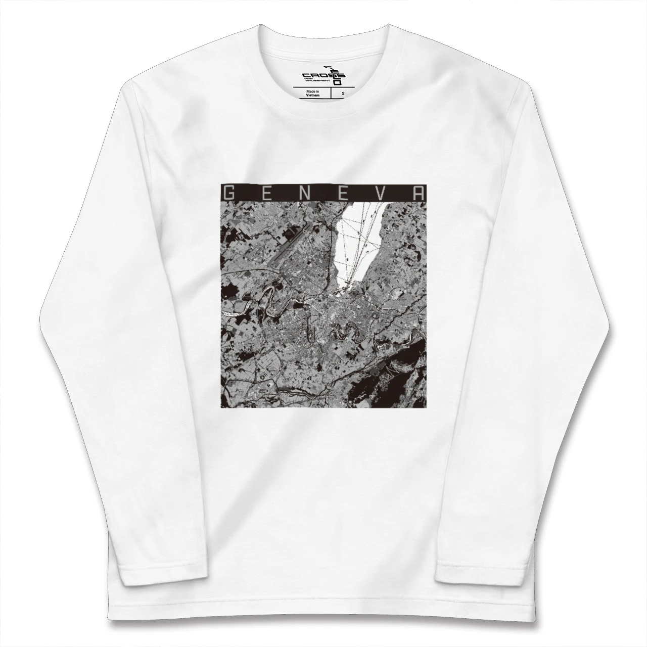 【ジュネーヴ(スイス)】地図柄ロングスリーブTシャツ
