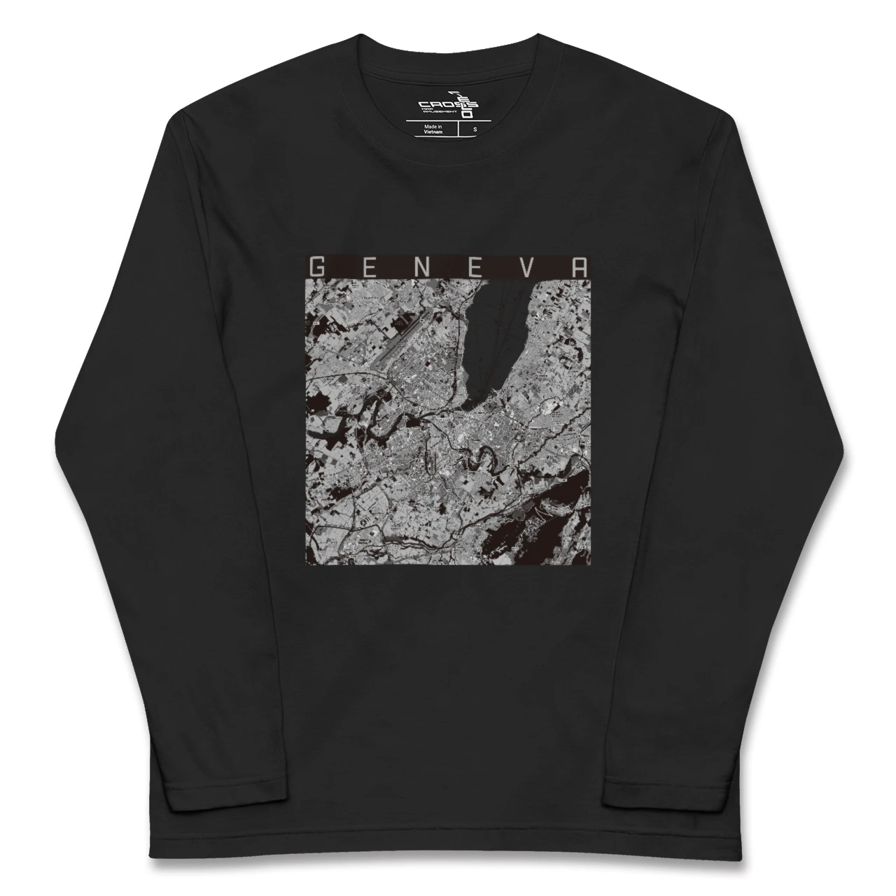 【ジュネーヴ(スイス)】地図柄ロングスリーブTシャツ