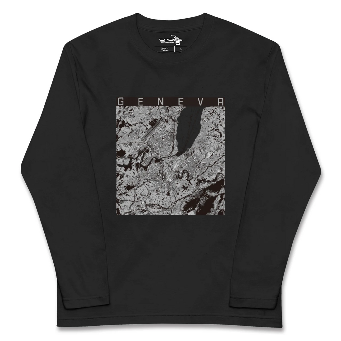 【ジュネーヴ(スイス)】地図柄ロングスリーブTシャツ