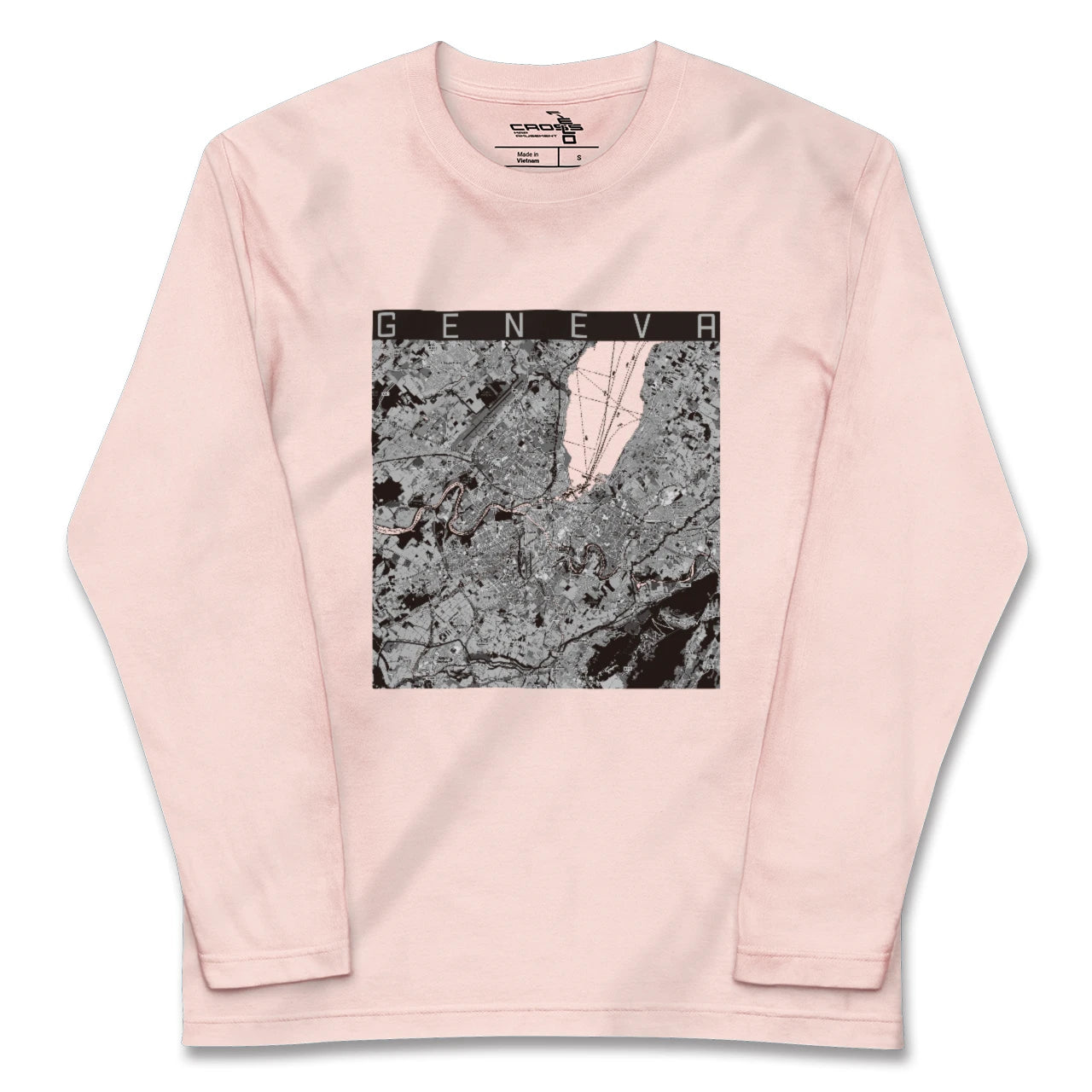 【ジュネーヴ(スイス)】地図柄ロングスリーブTシャツ
