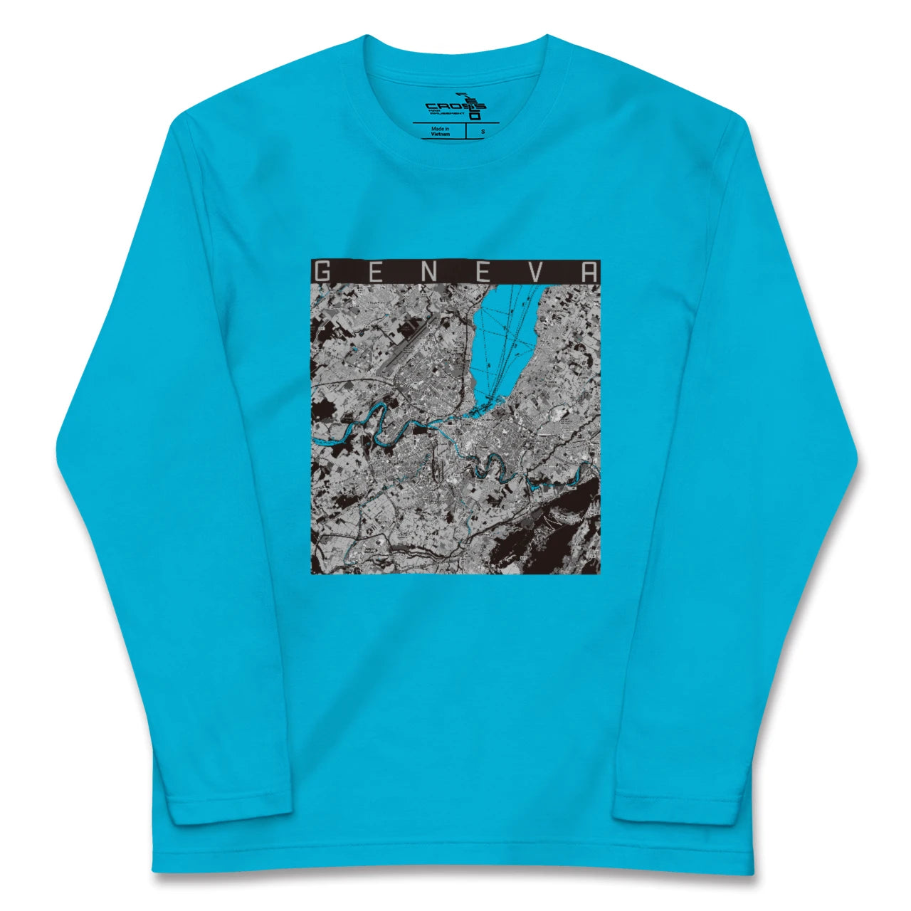 【ジュネーヴ(スイス)】地図柄ロングスリーブTシャツ