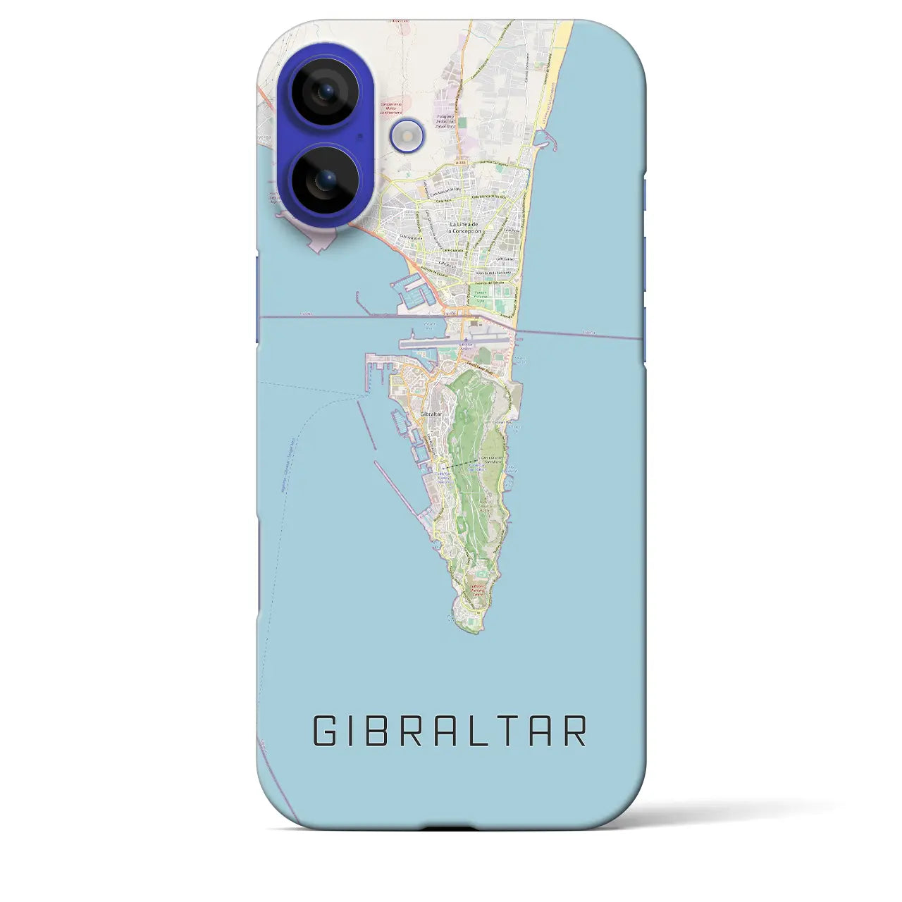 【ジブラルタル(イギリス)】地図柄iPhoneケース(バックカバータイプ)ブラック・iPhone 16 Pro Max 用