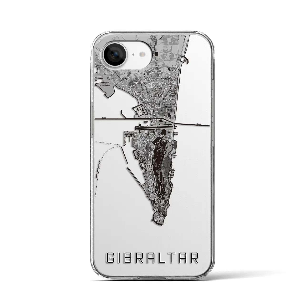 【ジブラルタル(イギリス)】地図柄iPhoneケース(クリアタイプ)