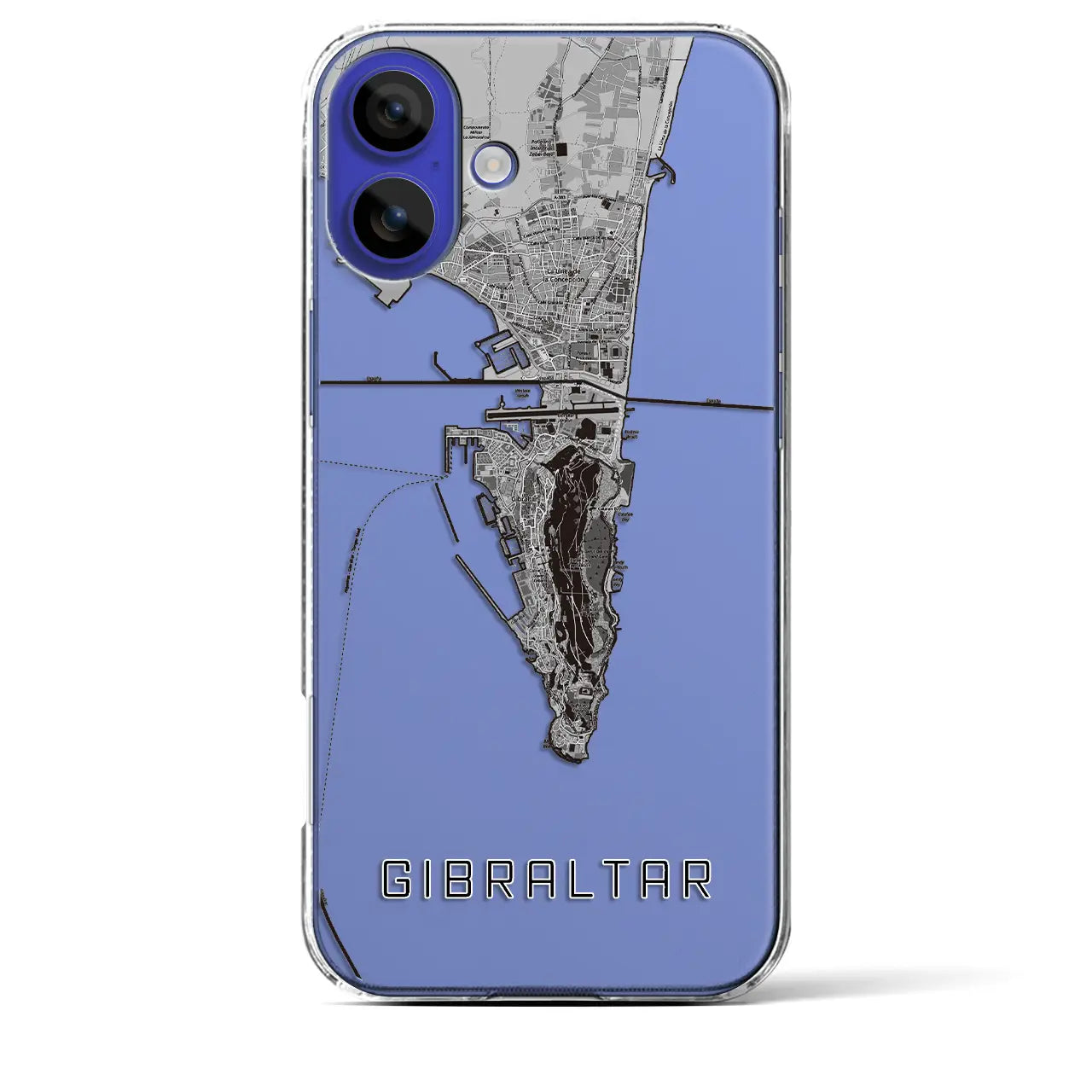 【ジブラルタル(イギリス)】地図柄iPhoneケース(クリアタイプ)モノトーン・iPhone 16 Pro Max 用