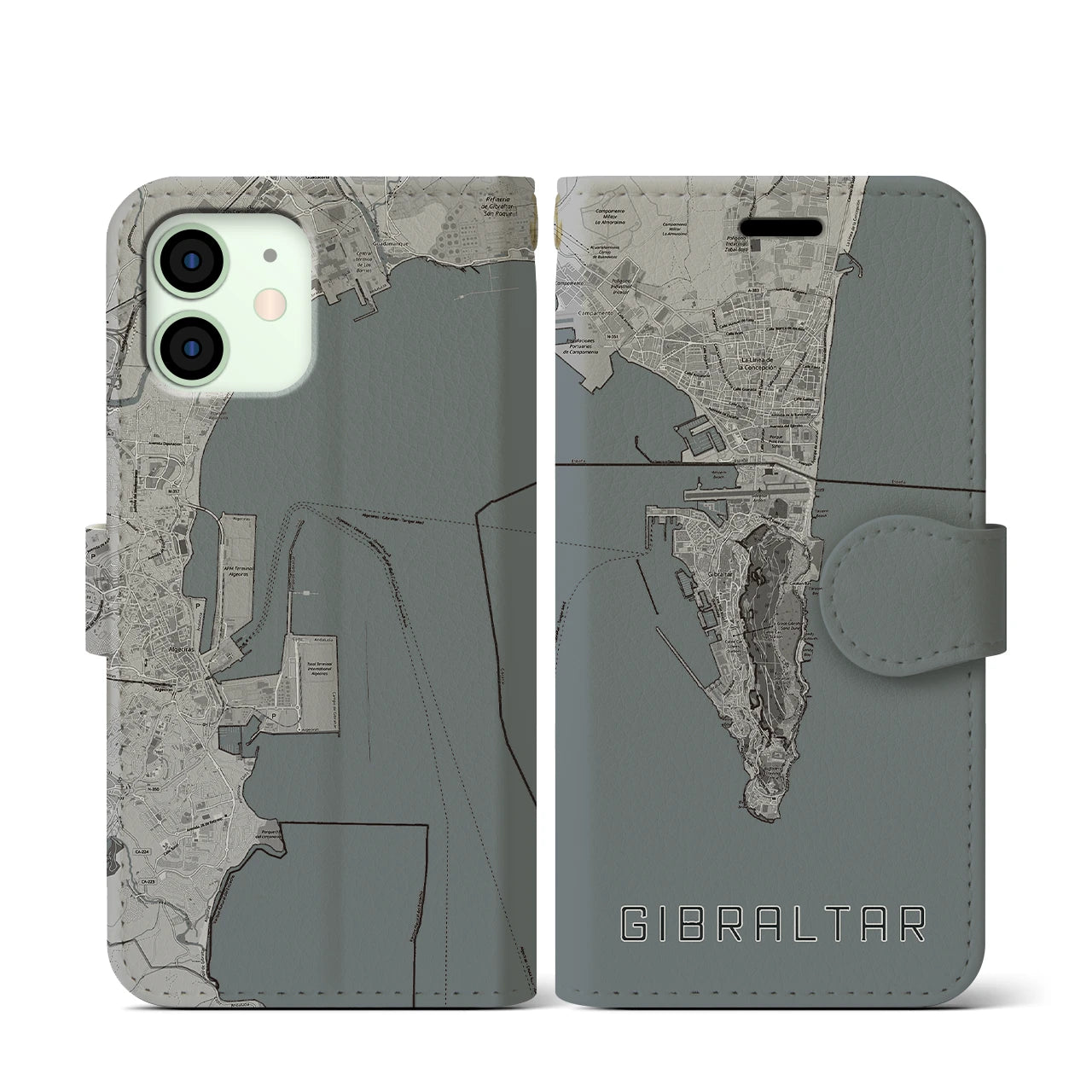 【ジブラルタル(イギリス)】地図柄iPhoneケース(手帳タイプ)