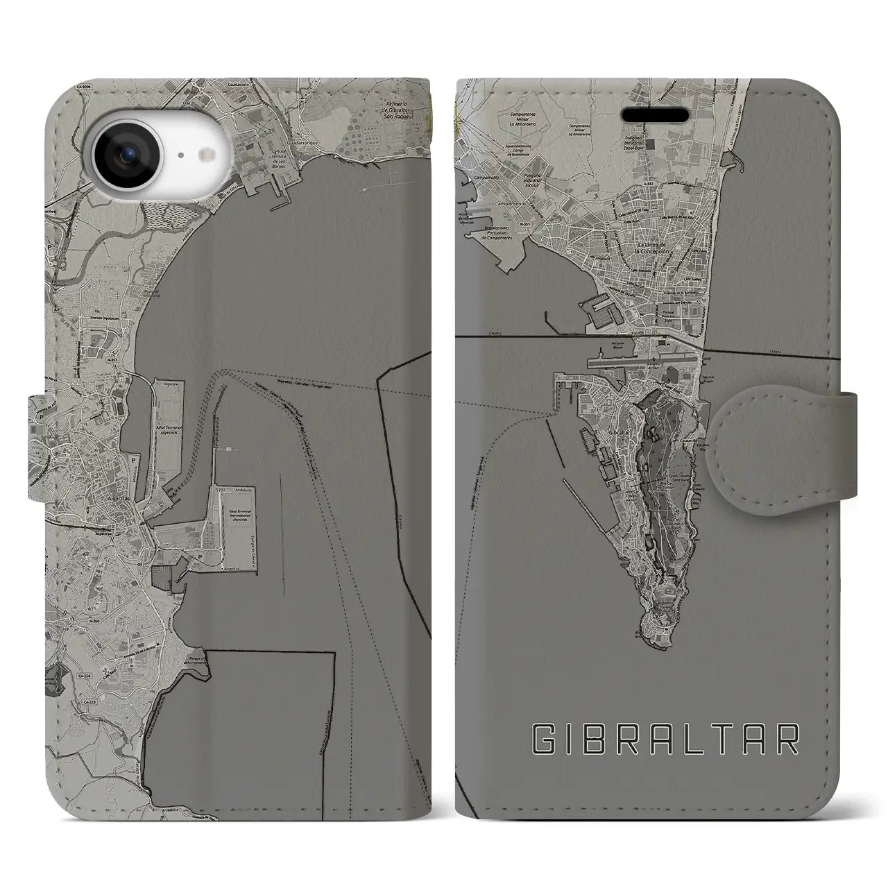 【ジブラルタル(イギリス)】地図柄iPhoneケース(手帳タイプ)