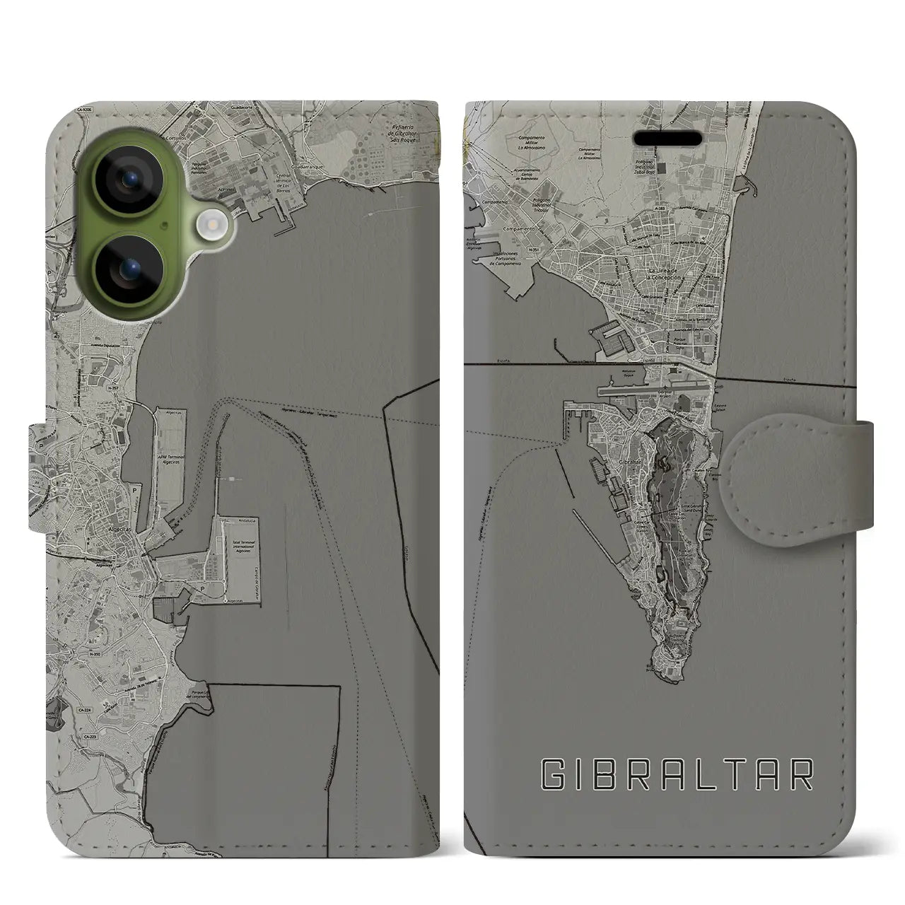 【ジブラルタル(イギリス)】地図柄iPhoneケース(手帳タイプ)