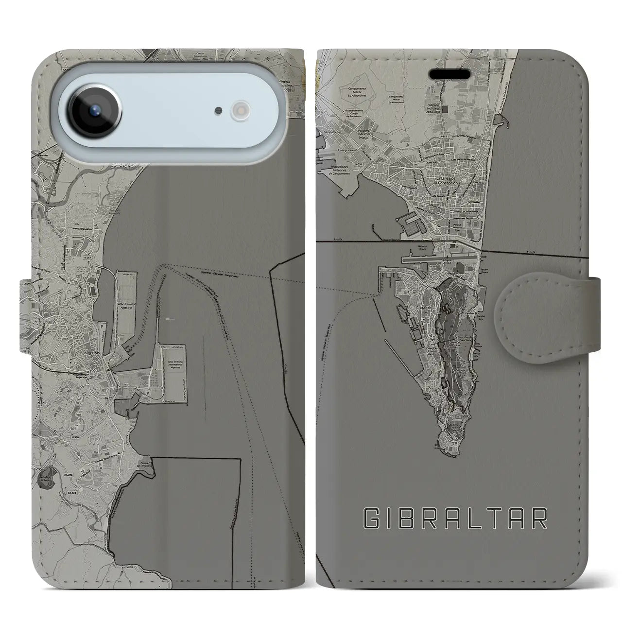 【ジブラルタル(イギリス)】地図柄iPhoneケース(手帳タイプ)