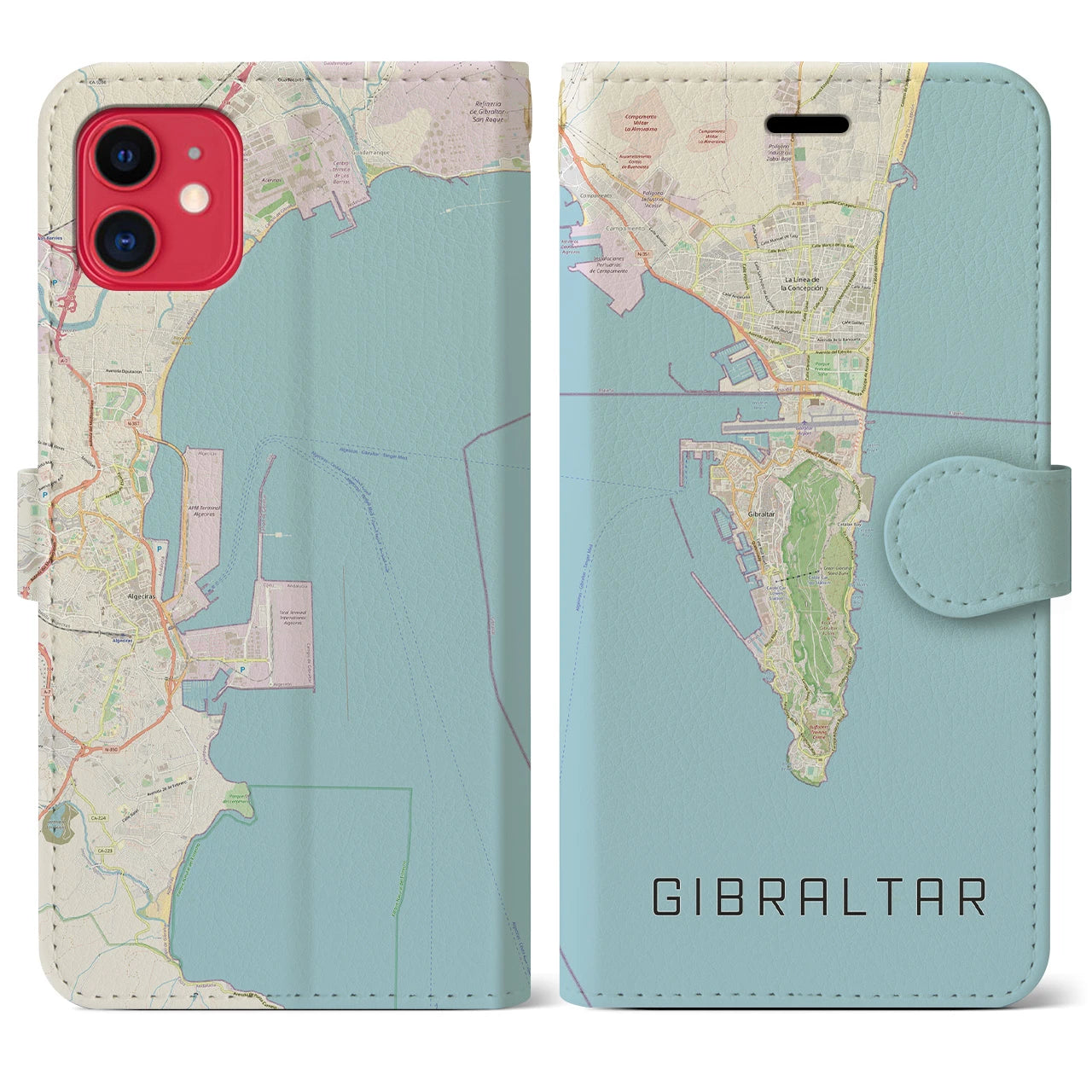 【ジブラルタル(イギリス)】地図柄iPhoneケース(手帳タイプ)ナチュラル・iPhone 11 用
