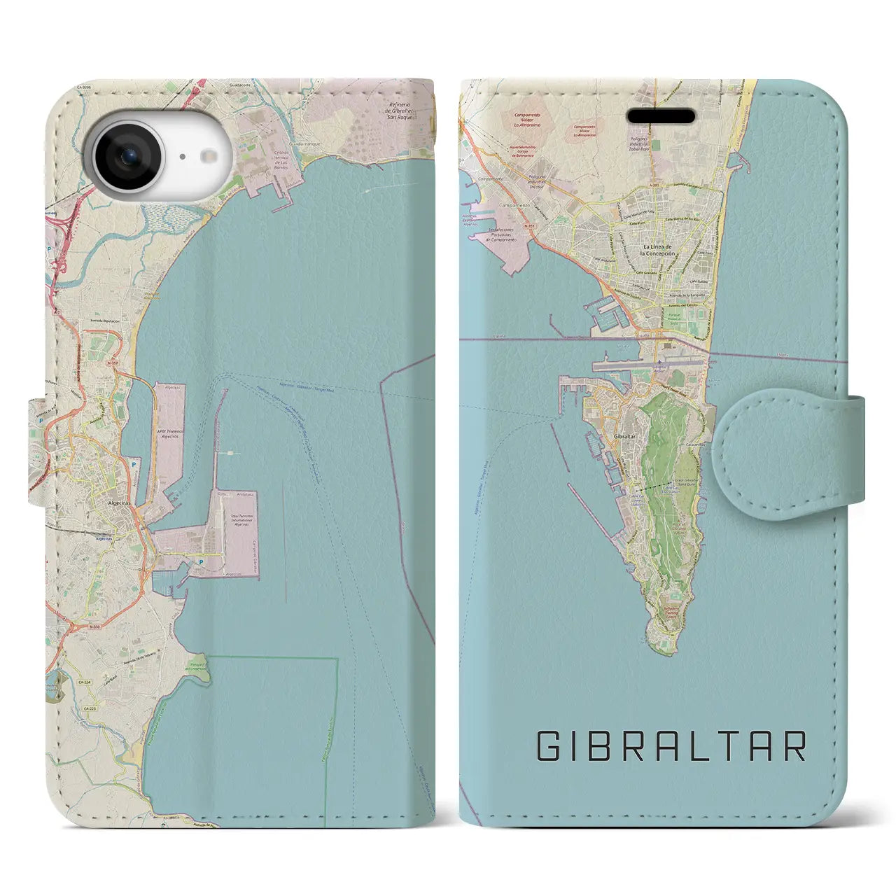 【ジブラルタル(イギリス)】地図柄iPhoneケース(手帳タイプ)