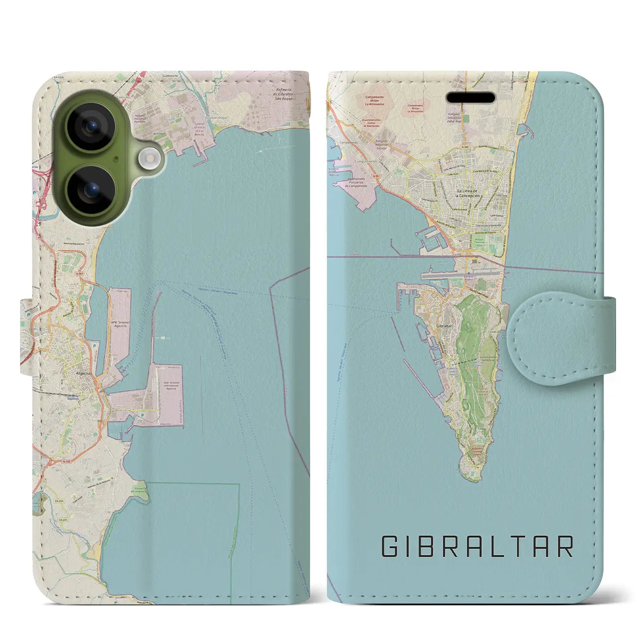 【ジブラルタル(イギリス)】地図柄iPhoneケース(手帳タイプ)