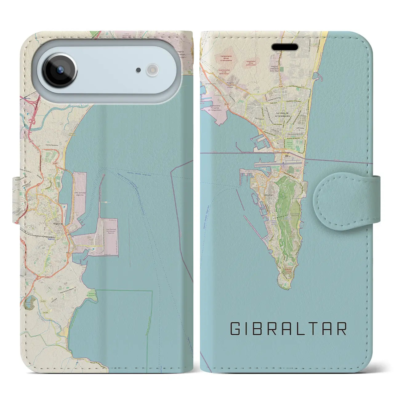 【ジブラルタル(イギリス)】地図柄iPhoneケース(手帳タイプ)