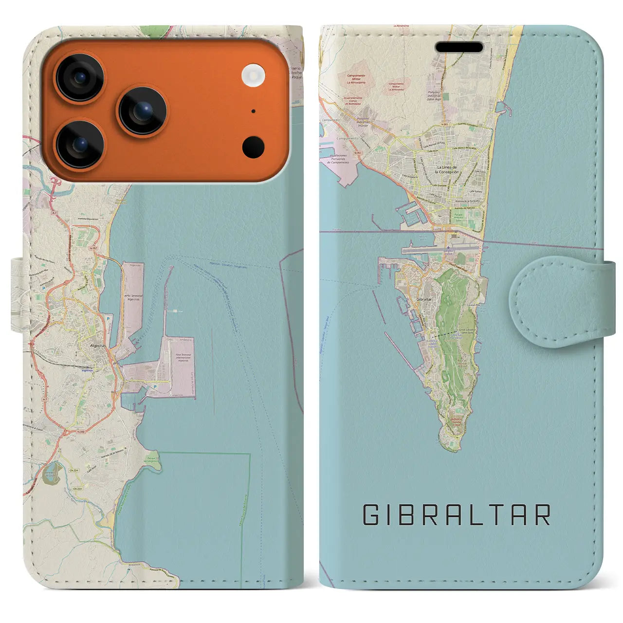 【ジブラルタル(イギリス)】地図柄iPhoneケース(手帳タイプ)ナチュラル・iPhone 17 Pro Max 用