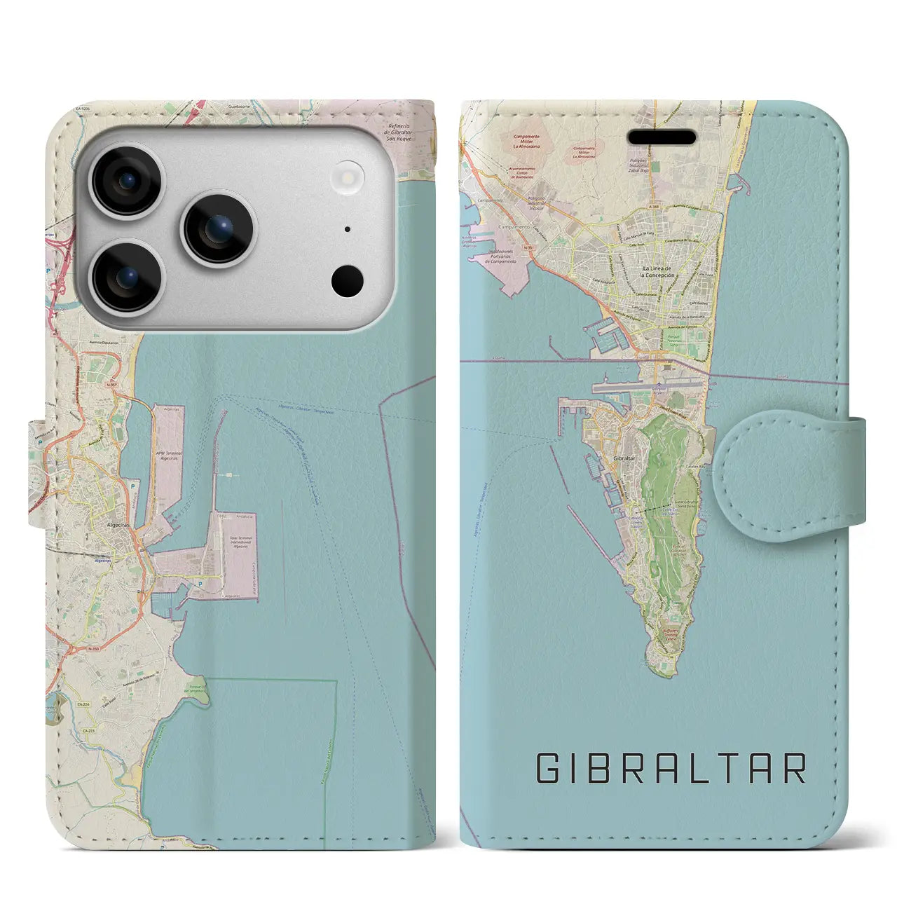 【ジブラルタル(イギリス)】地図柄iPhoneケース(手帳タイプ)