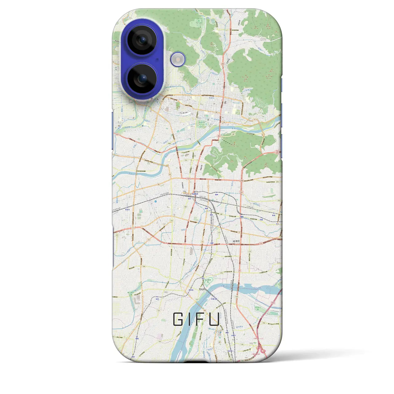 【岐阜(岐阜県)】地図柄iPhoneケース(バックカバータイプ)ブラック・iPhone 16 Pro Max 用