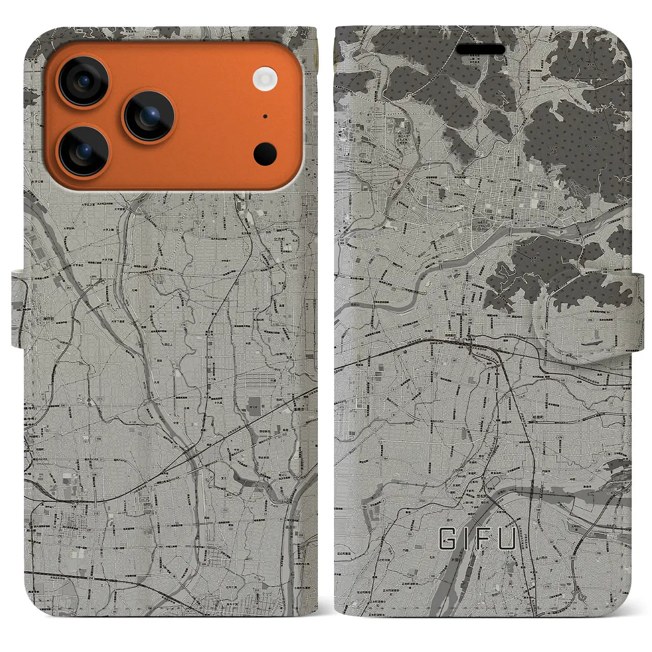 【岐阜(岐阜県)】地図柄iPhoneケース(手帳タイプ)