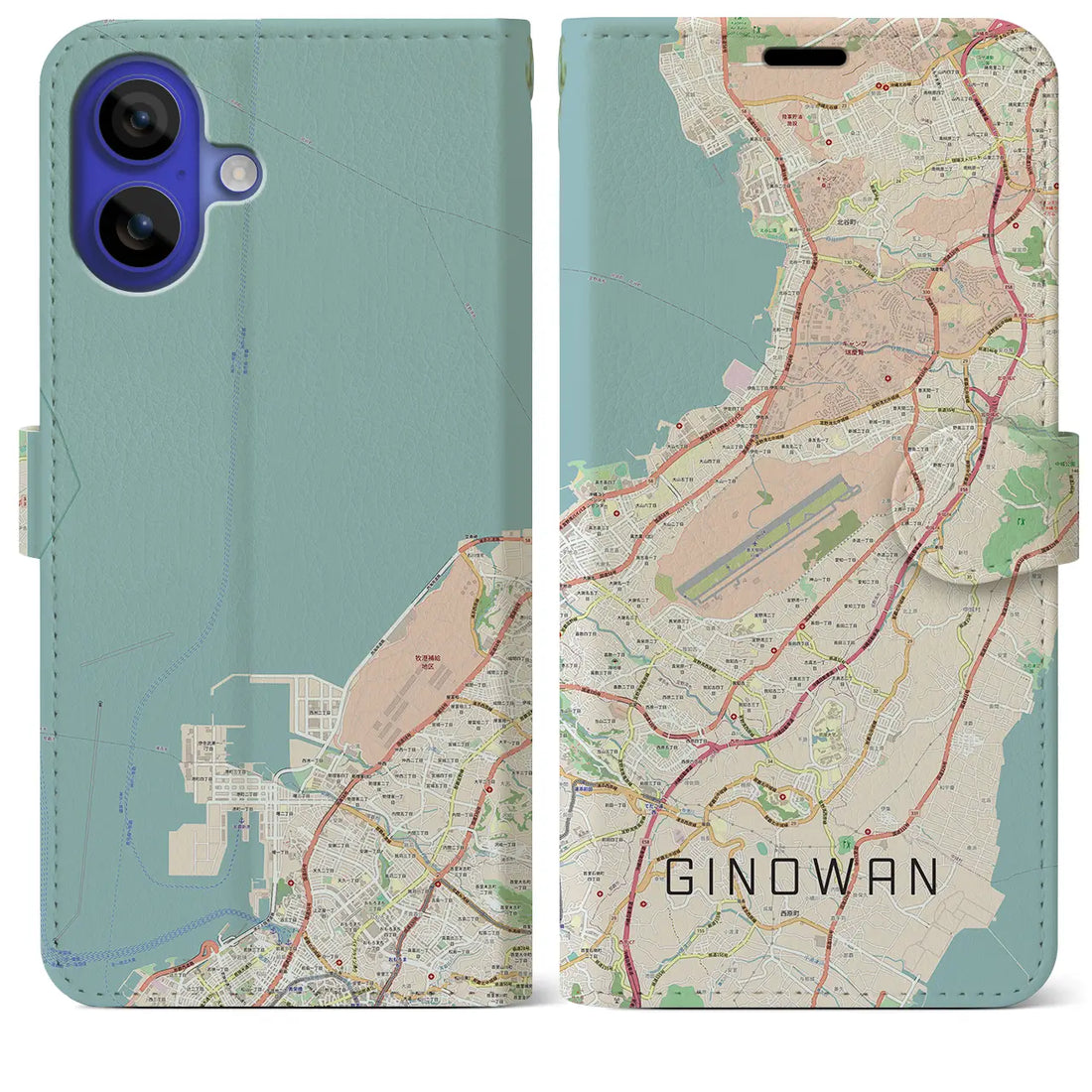 【宜野湾(沖縄県)】地図柄iPhoneケース(手帳タイプ)ナチュラル・iPhone 16 Pro Max 用