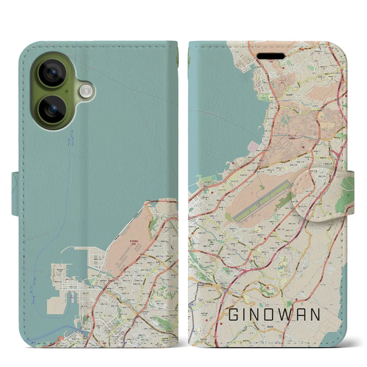 【宜野湾(沖縄県)】地図柄iPhoneケース(手帳タイプ)ナチュラル・iPhone 17 Pro Max 用