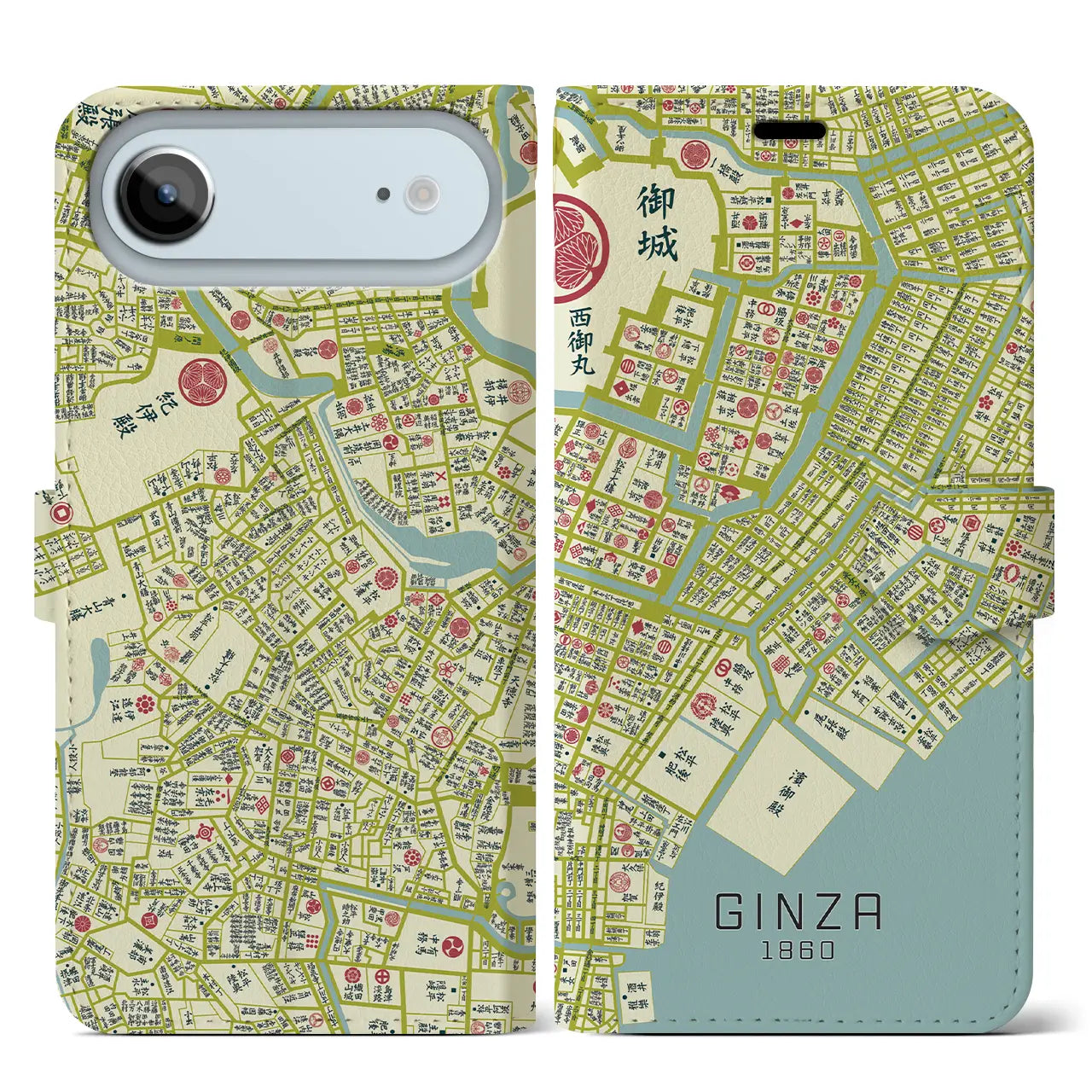 【銀座(東京都)】万延江戸図iPhoneケース(手帳タイプ)