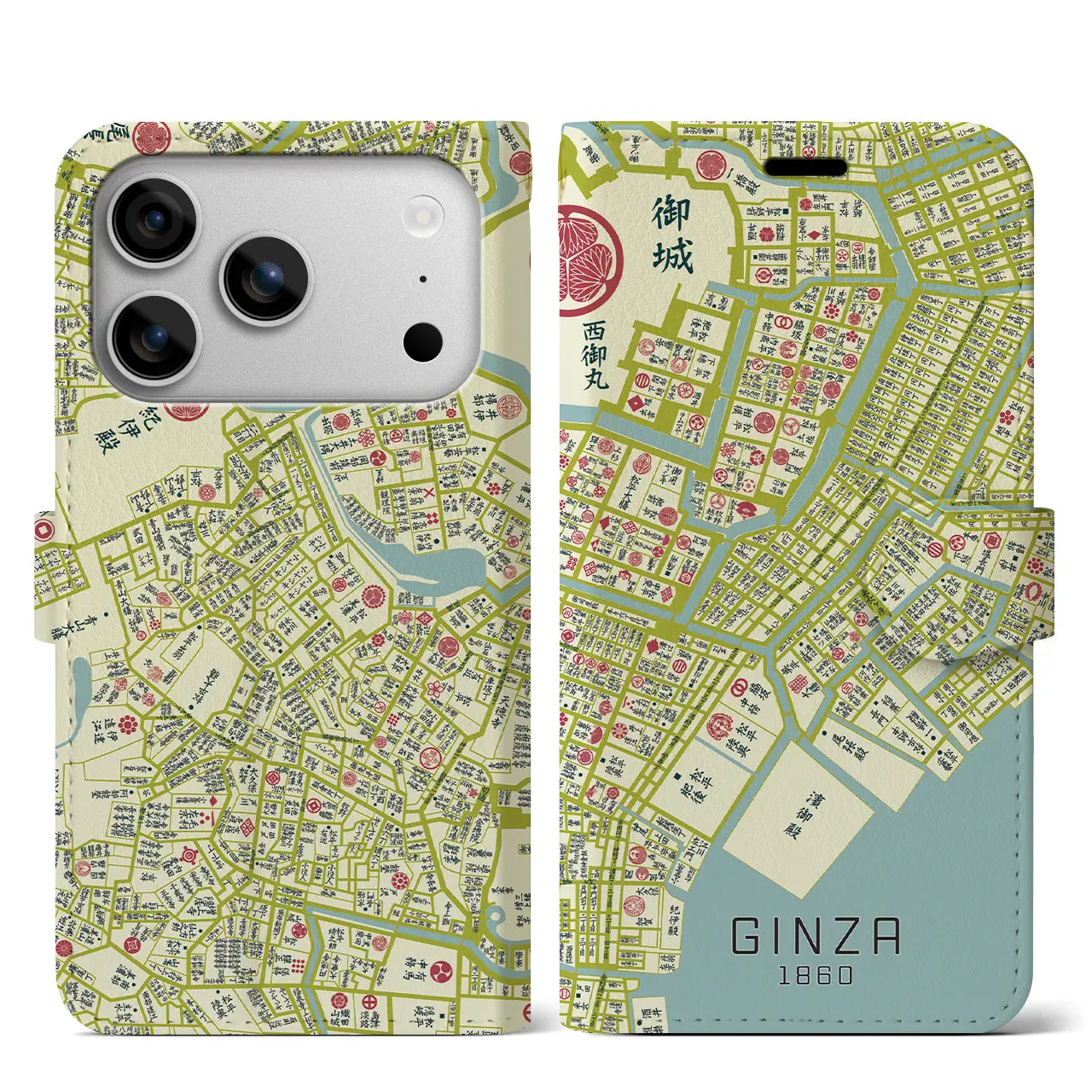 【銀座(東京都)】万延江戸図iPhoneケース(手帳タイプ)