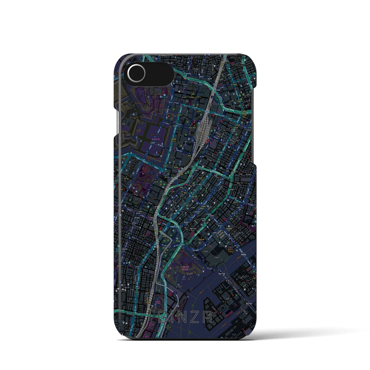 【銀座(東京都)】地図柄iPhoneケース(バックカバータイプ)