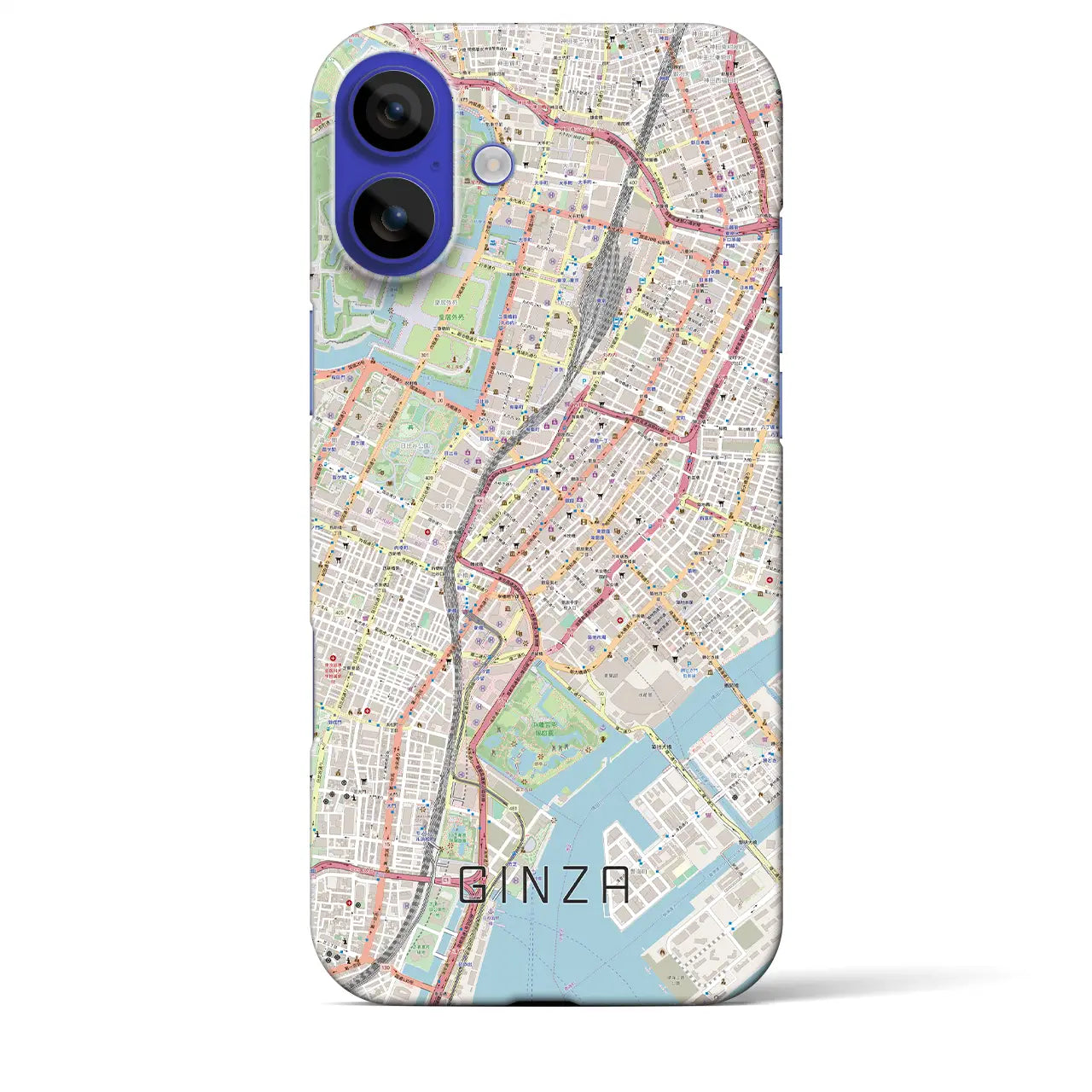 【銀座(東京都)】地図柄iPhoneケース(バックカバータイプ)ブラック・iPhone 16 Pro Max 用