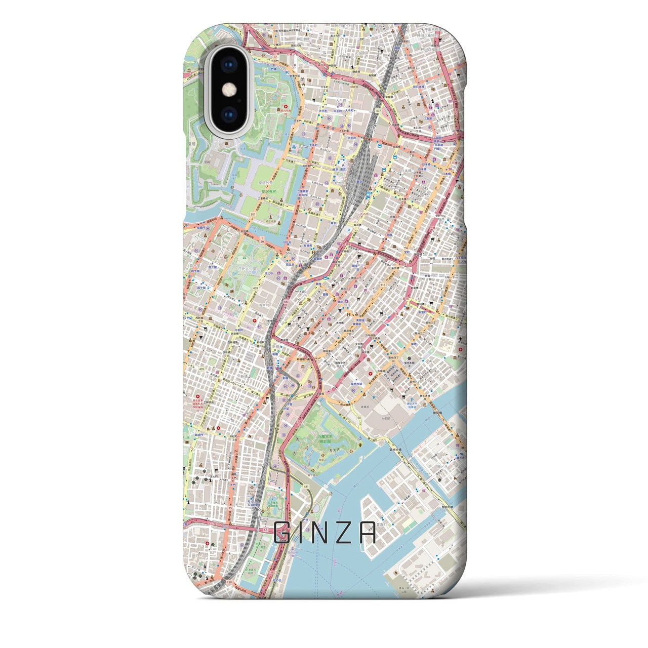 【銀座(東京都)】地図柄iPhoneケース(バックカバータイプ)