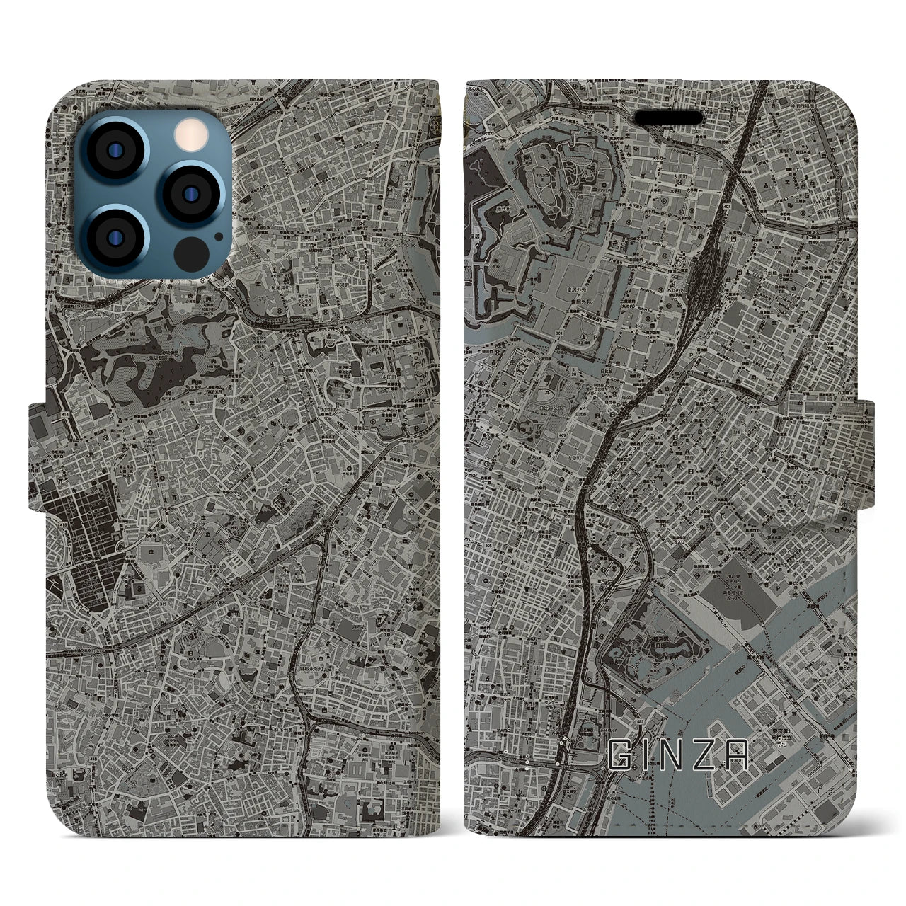 【銀座(東京都)】地図柄iPhoneケース(手帳タイプ)